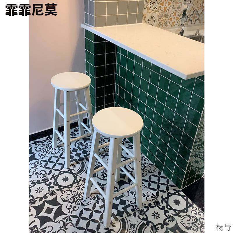 酒实木椅黑白巴凳橡木梯凳高吧凳实木凳OSF子复古吧椅脚时尚吧凳