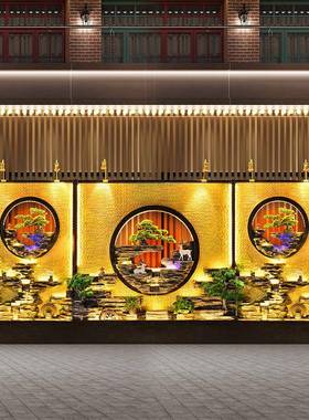 观大型件IQA假水幕墙流水景摆别山墅酒店庭院屏风隔断鱼缸造景喷