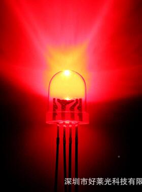 F88m/m透明全8mm透明彩RGB共阴圆头四脚全彩GB灯珠彩色LDE发光R二