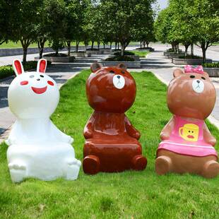 大型户外仿真座椅卡动物玻幼璃钢休闲创意雕塑园林通商185场儿园