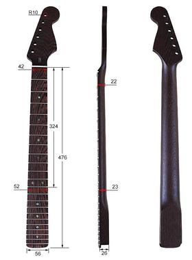 STS6弦T22品鸡翅木配电吉他光琴颈琴柄组装配件哑吉他乐器件