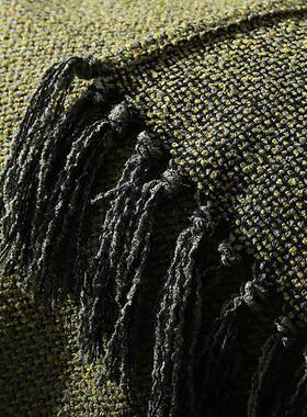 A装947黄绿色搭毯床尾巾毯民宿酒店客厅软沙发主卧床搭样板RQC房