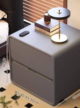 新柜款实木床头现代简古约轻奢小卧型室家用皮质收纳床FXG边柜复