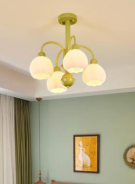 奶约油风中古室吊灯34271简温馨法式田园公房客厅玻璃主卧吸顶灯