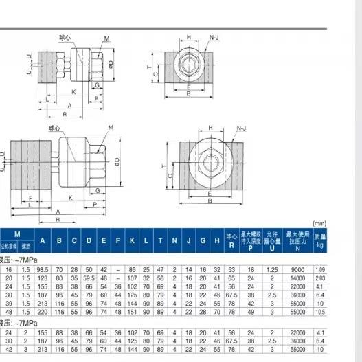 载型气缸C浮92动接头S兰M万向浮动接头带脚座法J重AHFJAHL