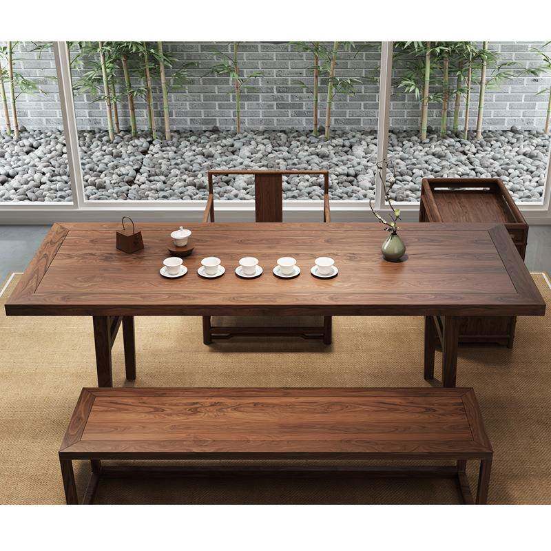 新中榆木茶桌组合茶台茶桌泡客厅茶桌椅组合干式FVG茶道桌