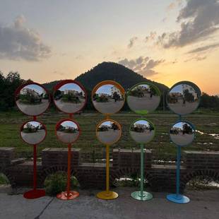 定制红卡网镜商场户外打装 饰广WAP角镜转旅游景点拍照粉色凹凸镜