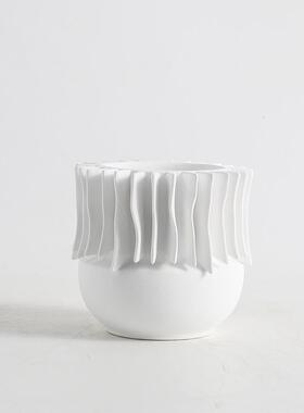 简磨约砂白陶XMP瓷花折页瓶样板间插花器玄餐关桌软装艺术装饰品