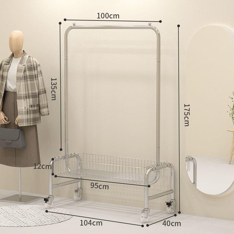 服架装175展示架挂衣架落室地卧简易晾服衣置物多功能带篮推车衣