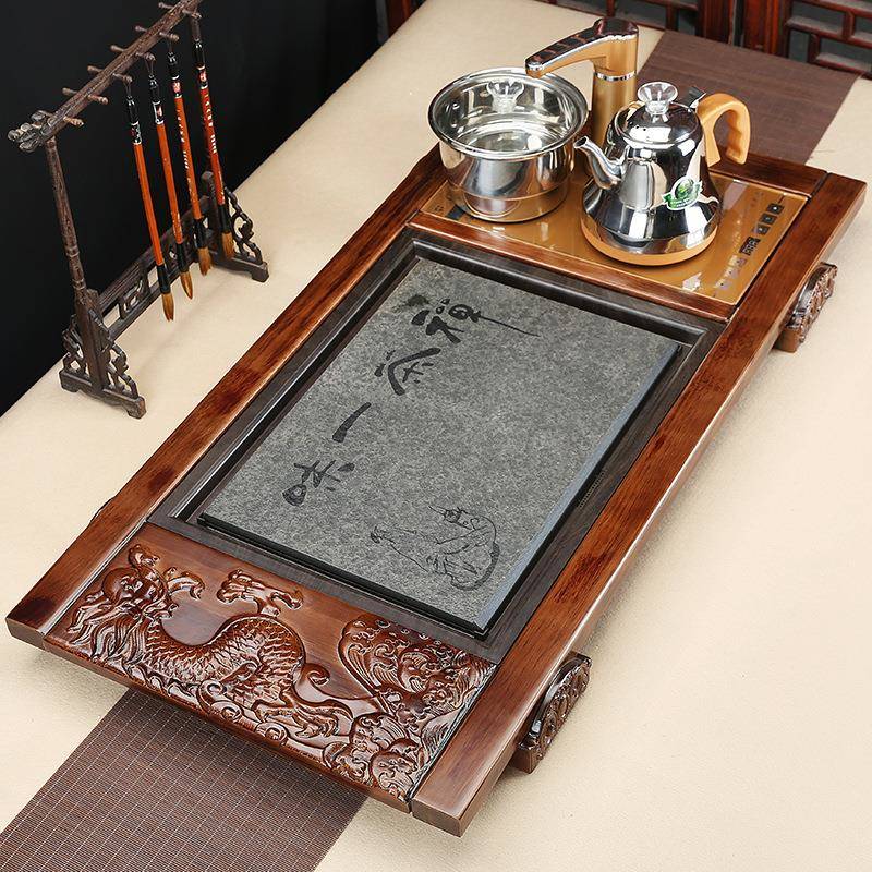 778厂茶直销家柴火烧木大茶盘乌石茶海茶金具套装电器四合一台