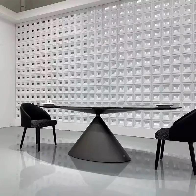 高板端岩桌餐桌组椅合极简现代高档椭圆形简#06约家用子新款艺术