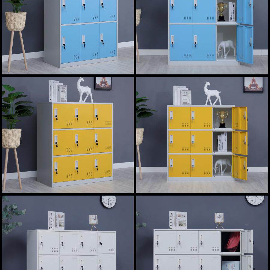 书包柜教室学生储物柜校彩色带锁存包柜员皮工更学985衣铁柜柜收
