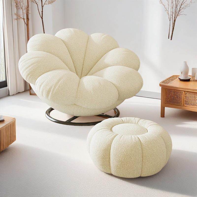 折叠床家居单人懒人沙发午休旋转式圆弧形舒适羊绒羔网红卧室躺∑