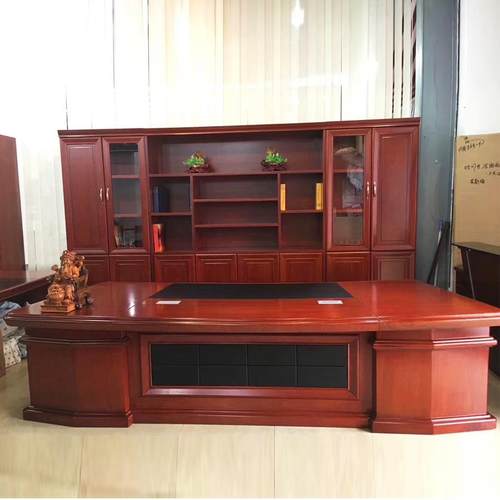 油漆老板桌中式办公家具办公桌大班台大班桌总裁桌经理桌A88弧边