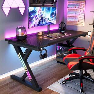 电脑桌台式碳纤维网红直播桌椅套装家用书桌可装机械臂游戏电竟桌
