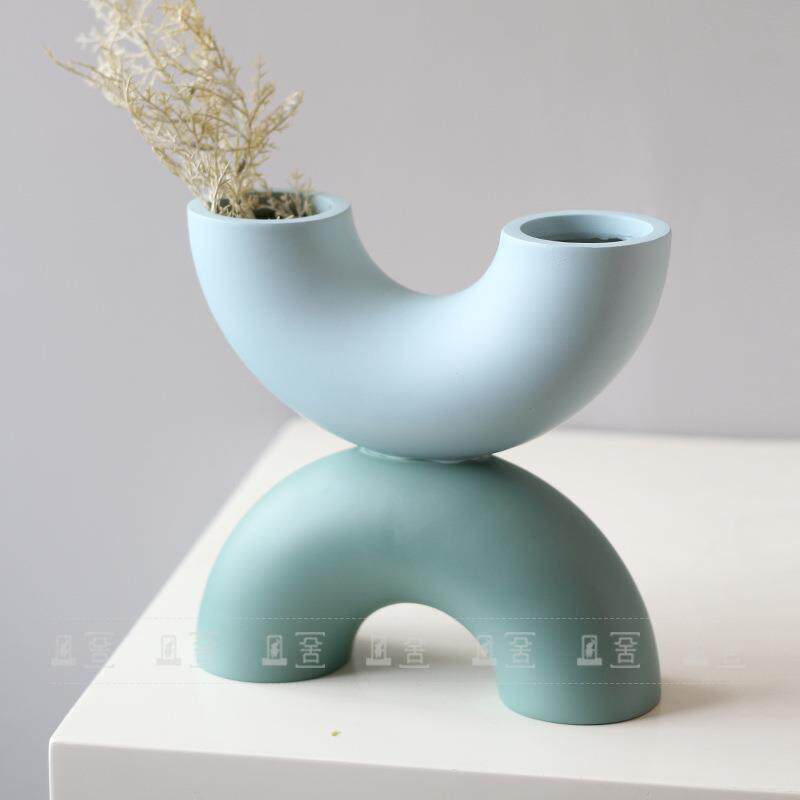 简约现代U型树脂花瓶花器摆件北欧风样板间客厅电视柜餐厅装饰品