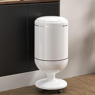 家用垃圾桶2025新款轻奢高档弹盖厨房客厅可移动大容量免弯腰高脚