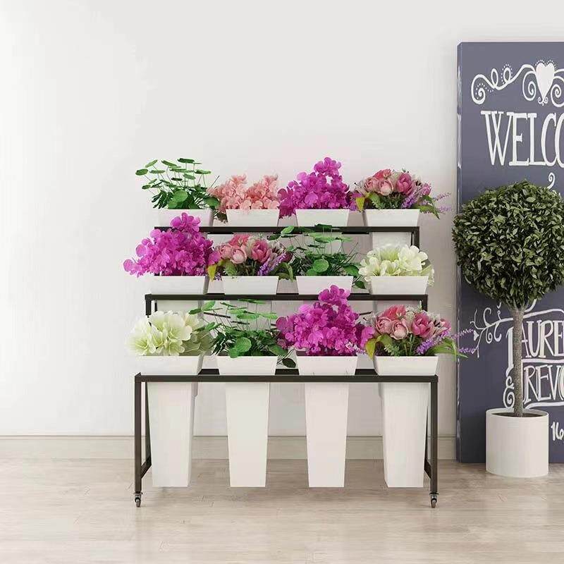 北欧风格绿植装饰花槽隔断花架便携移动简约多层装饰花店鲜花展架