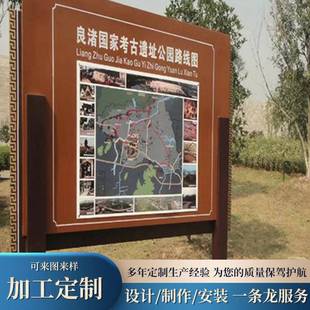 立式户外说明标识牌公园指示牌宣传栏导向牌仿木纹景区介绍牌