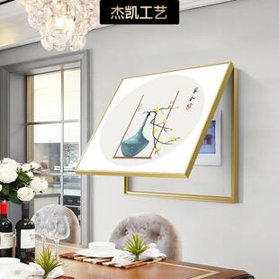 电表箱新中式装饰画免打孔遮挡电闸盒配电箱推拉液压国画竖版挂画