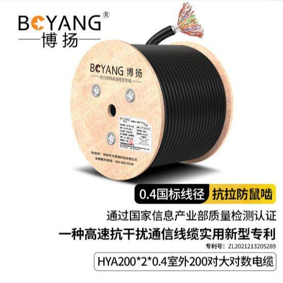 博扬BY-HYA200*2*0.4室外200对大对数电缆10米防水电话通信线缆