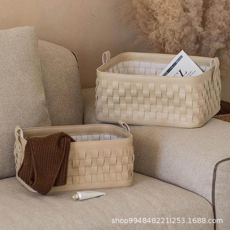 样板房手工编织纹皮革收纳置物篮家居衣帽间客厅简约软装饰品摆件,机械设备,其他机械设备,淘宝优惠券,粉丝福利购,淘宝优惠卷