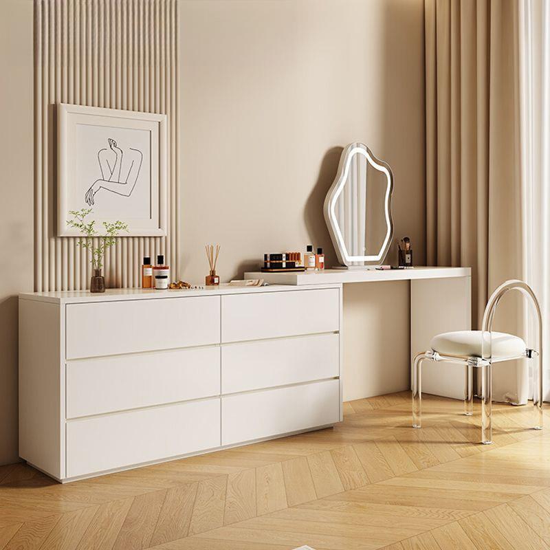 现代简约家用卧室梳妆台化妆收纳斗柜一体书桌小户型奶油风化妆台