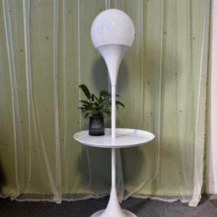 新颖盘子中间穿灯休闲原素轻奢大灯泡高光北欧创意桌子落地灯一体