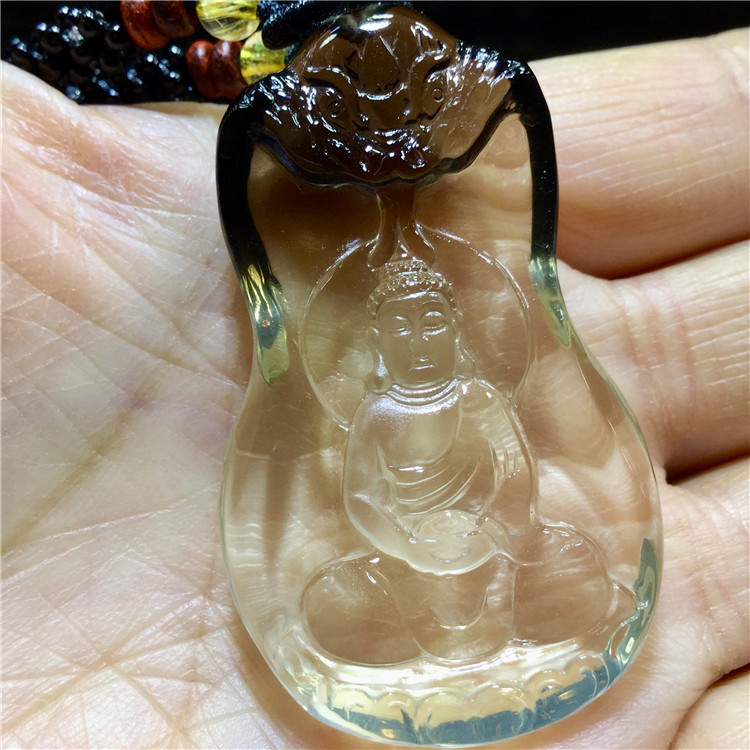 东海水晶 【神龙护主】天然茶水晶黄水晶聚宝盆神龙护主宝宝佛坠