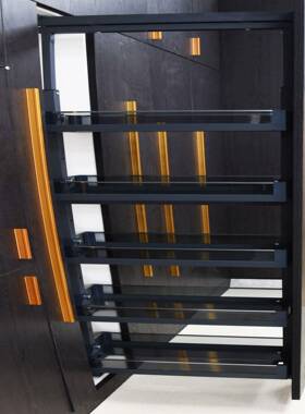 410510高深拉篮挂篮窄小空间多层式钢化玻璃拉篮冰箱旁搭配