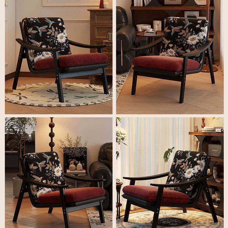 现代简约客厅阳台实木单人椅子印花时尚高级感卧室复古沙发椅,农用物资,其他肥料,淘宝优惠券,粉丝福利购,淘宝优惠卷