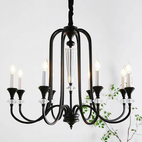美式现代蜡烛水晶客厅吊灯法式中古轻奢卧室别墅灯餐厅南洋风灯饰