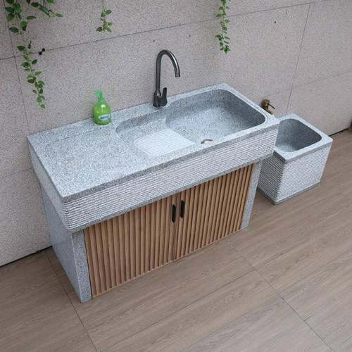 天然花岗岩户外洗衣池带搓板一体式庭院大理石材洗手台盆洗菜水槽