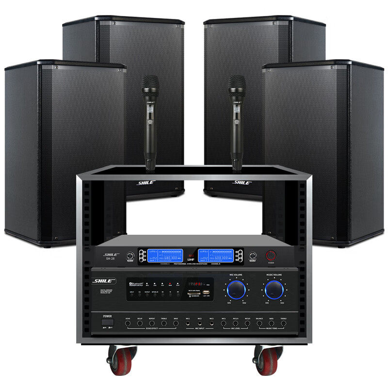 狮乐AV108+BX108两对+SH28+8U机柜中型会议室音响舞蹈室学校教室