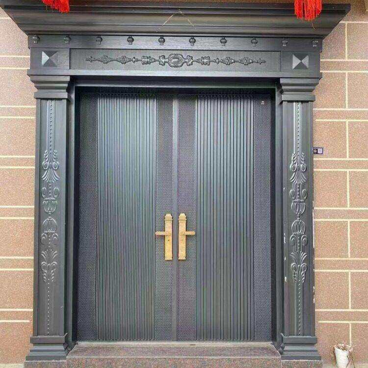 小区别墅中式铜门大门纯铜双开进户入户门工程铸铝门
