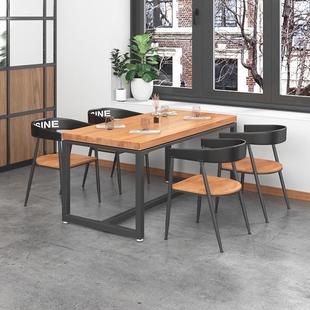 铁艺实木长方形餐桌休息区室商用员工餐厅食堂培训会客室桌椅1034