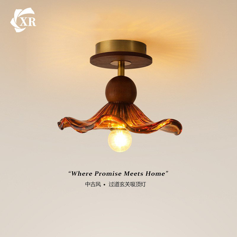 中古风走廊过道灯玄关入户灯简约现代创意花朵衣帽间阳台小吸顶灯
