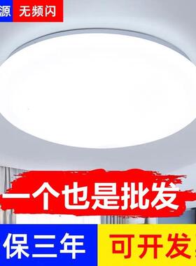 led吸顶灯现代简约圆形灯饰房间白色高亮卧室灯走廊感应中山灯具