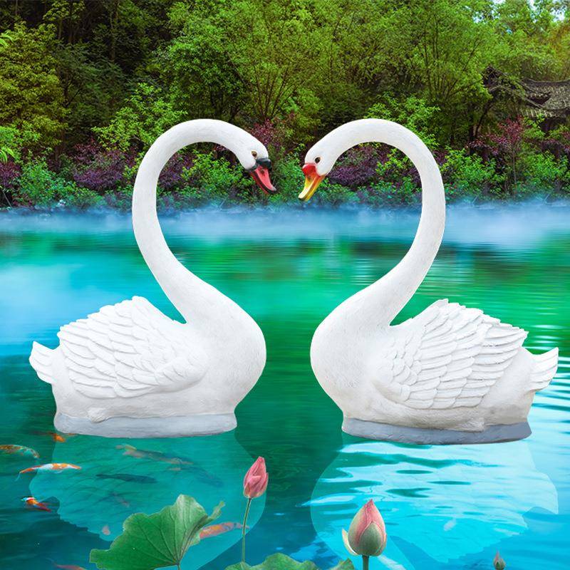 大型仿真天鹅摆件户外玻璃钢雕塑公园水池绿地园林景观装饰小品