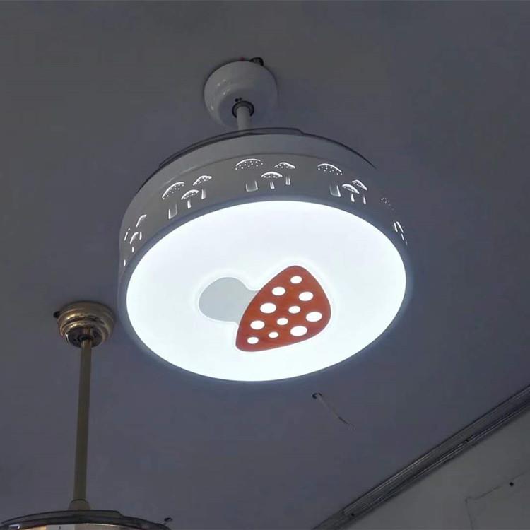 儿童隐形风扇灯卧室幼儿园彩色带灯吊扇led电扇灯静音风扇吊灯