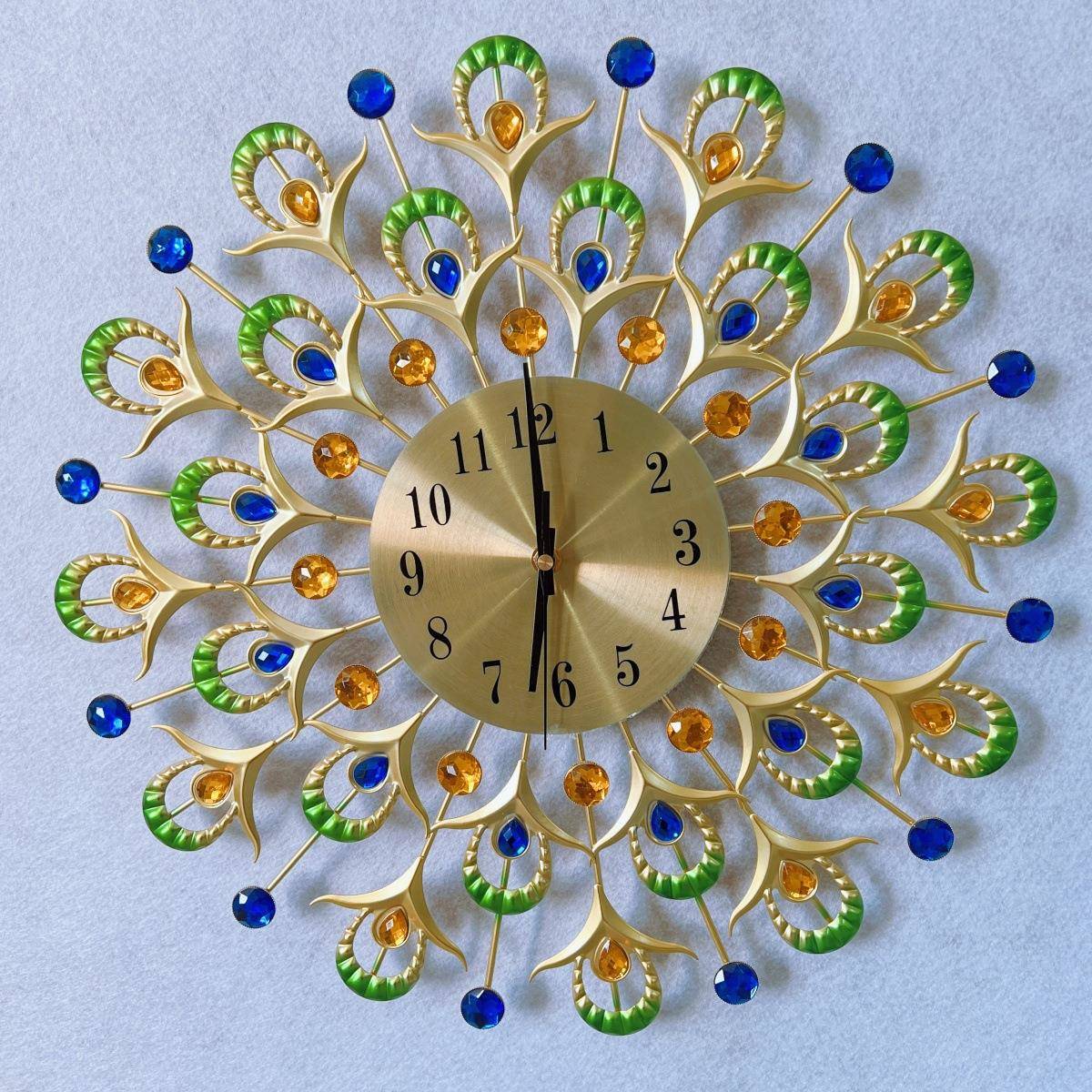 热卖爆款产品钟表简约孔雀创意客厅挂钟家用装饰时钟挂墙