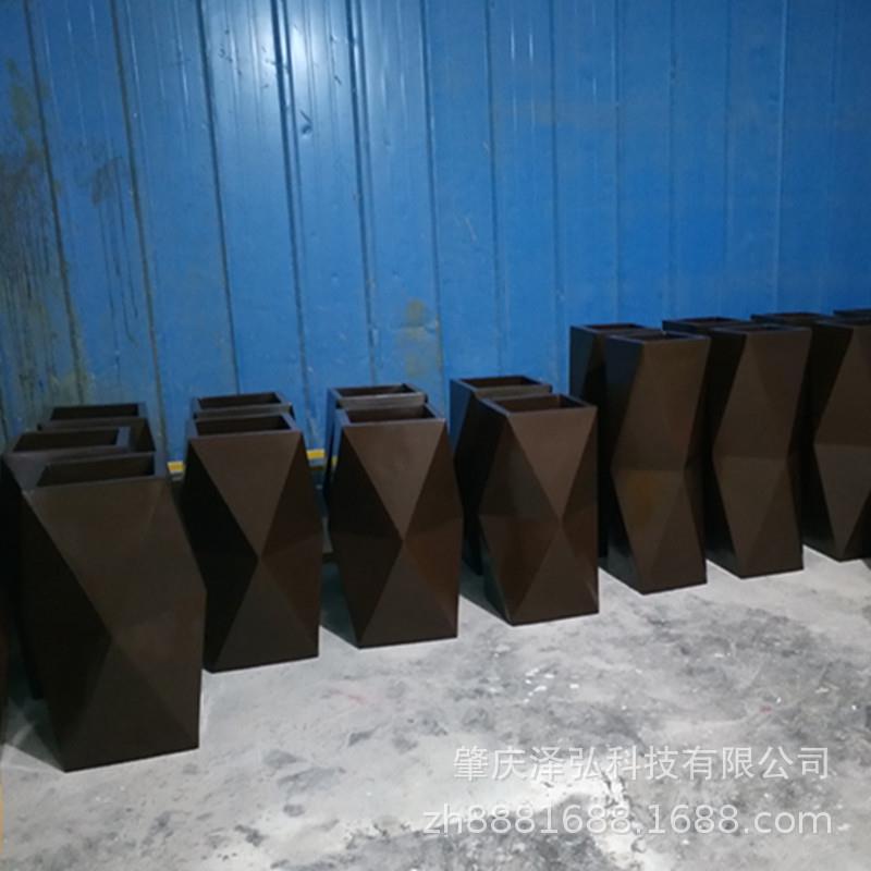 玻璃钢纯色菱形花盆组合方形花箱黑色白色花槽支持制作绿化种植