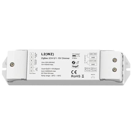 ZigBee+RF+Push0/1-10V调光器带继电器拨码调光双⾊温控制L2(WZ)