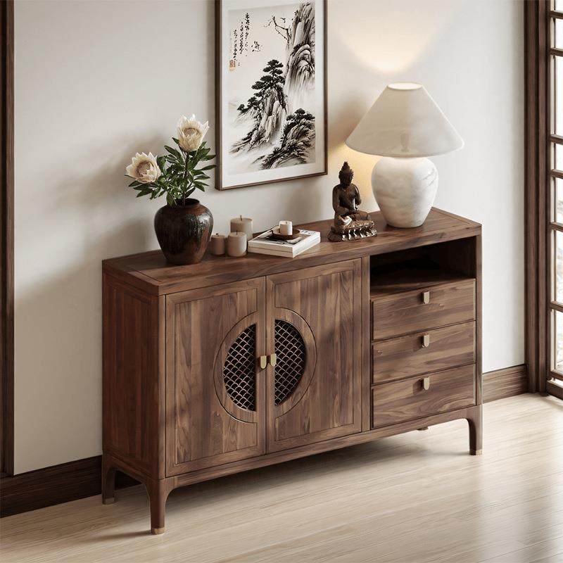 新中式实木餐边柜茶室储物柜白蜡木客厅入门玄关柜黑胡桃木茶边柜,节庆用品/礼品,新娘配件,淘宝优惠券,粉丝福利购,淘宝优惠卷