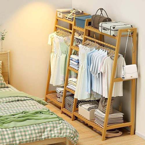 衣架落地简易卧室防尘小收纳间挂帽服包家用实木置物柜子简约现代