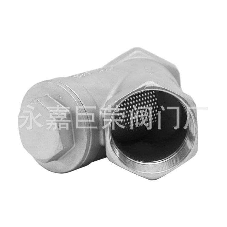 304不锈钢Y型DN40管道网式丝扣滤网6/4分内螺纹过滤器GL11W