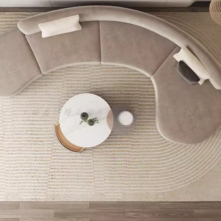 北欧轻奢弧形转角布艺沙发现代创意设计师大平层别墅酒店接待异形
