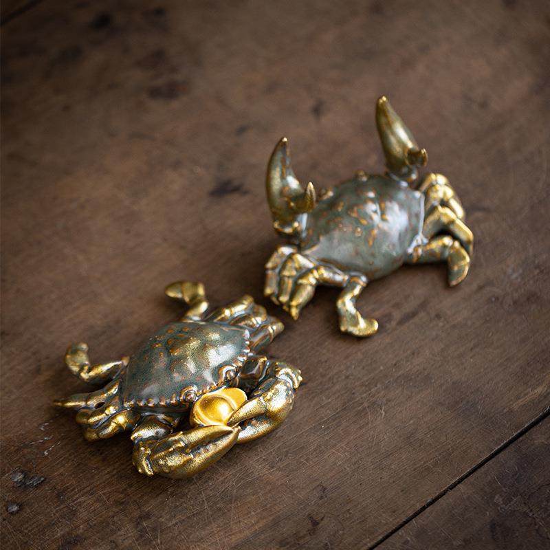 创意仿真螃蟹陶瓷茶宠摆件复古风小青蟹招财吉祥物办公室桌面装饰,纺织面料/辅料/配套,纺织机械配件,淘宝优惠券,粉丝福利购,淘宝优惠卷