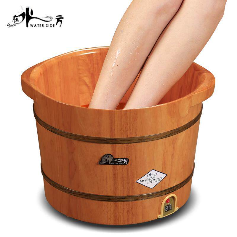 橡木足浴盆器加热泡脚木桶洗脚盆女恒温泡脚桶木质过小腿家用神器
