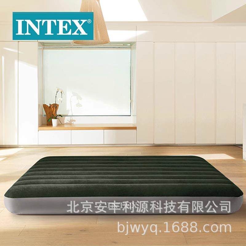INTEX64109绿色加大双人植绒线拉空气床气垫床午休野营床
